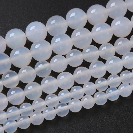 32PCS 12MM Natural White Opal Beads Round Loose Stone Beads for Jewelry Making DIY Energy Stone Healing Power Bracelet 15"