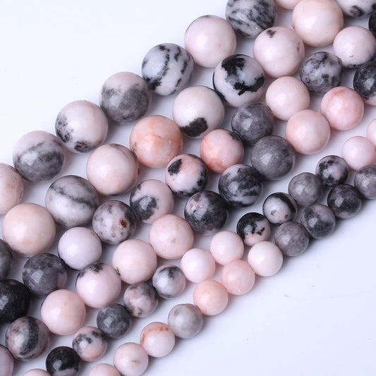 36PCS 10MM Natural Pink Zebra Jaspers Beads Round Loose Stone Beads for Jewelry Making DIY Energy Stone Healing Power Bracelet 15"