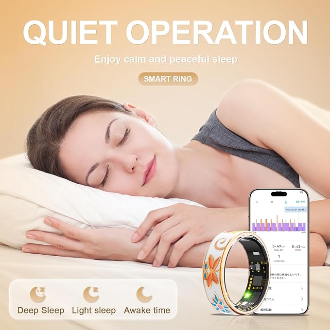 Smart Ring Health Tracker, for men and women, equipped with heart rate monitor, sleep tracker, 8 exercise modes, step counter, 5-7 days battery life, no subscription fee, IP68 waterproof R18 (6)