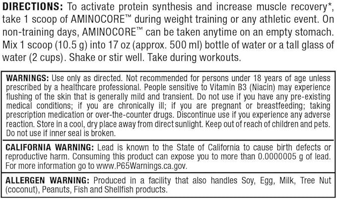 ALLMAX Nutrition AMINOCORE BCAA, Pineapple Mango - 945 g Powder - 8.18 Grams of Branched Chain Amin Acids Per Serving - with B Vitamins - No Fillers or Non-BCAA Aminos - Sugar Free - 90 Servings