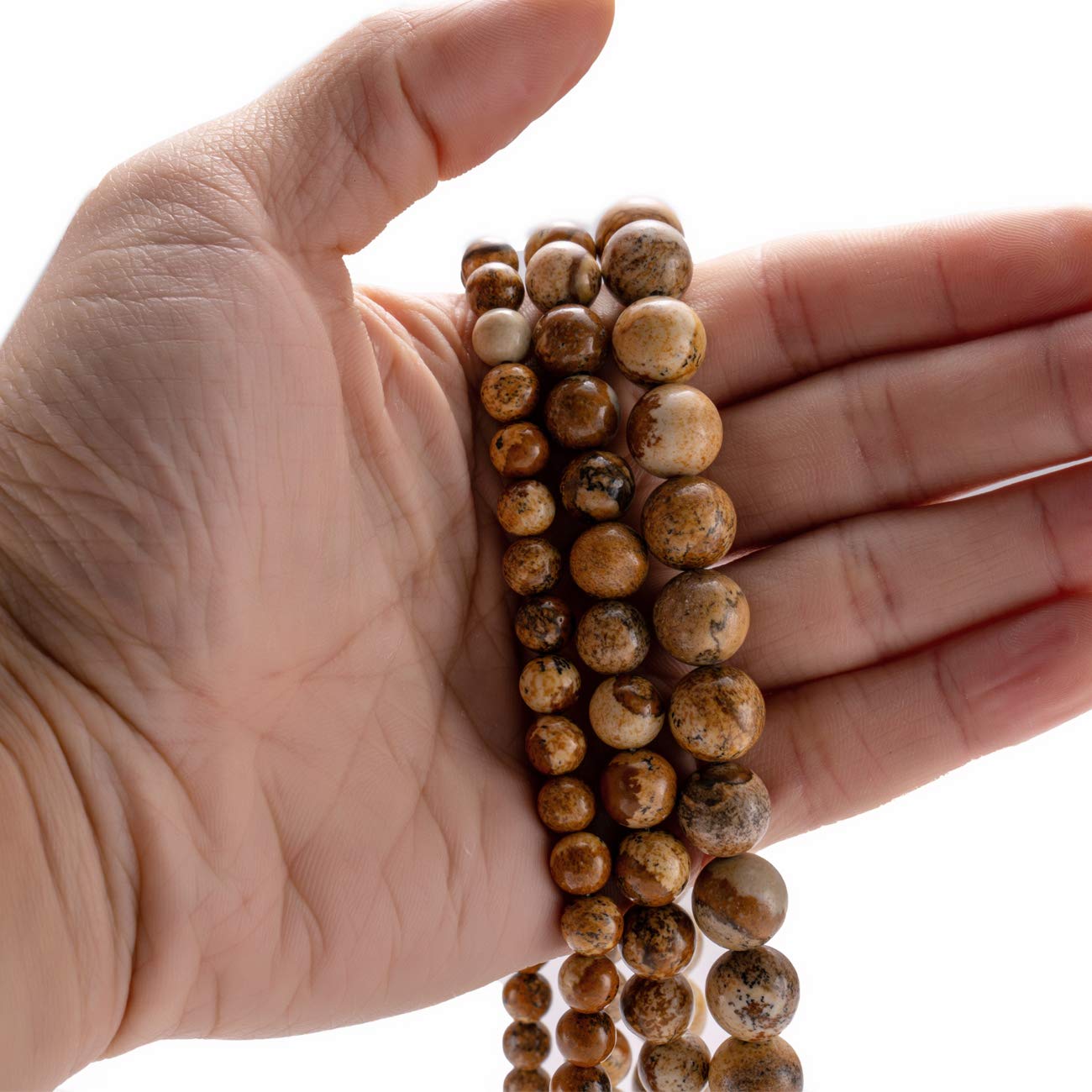 BEADIA Natural Brown Picture Jasper Stone Round Loose Semi Gemstone Beads for Jewelry Making 10MM 38PCS