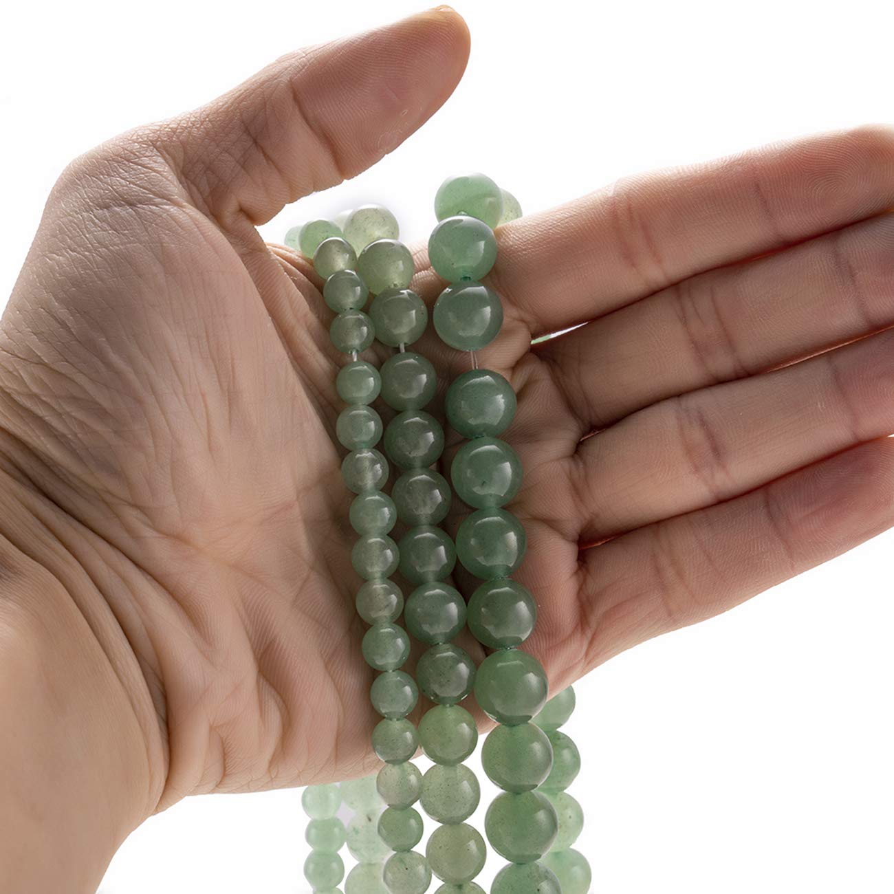 BEADIA Natural Green Aventurine Jade Stone Round Loose Semi Gemstone Beads for Jewelry Making 8MM 44PCS