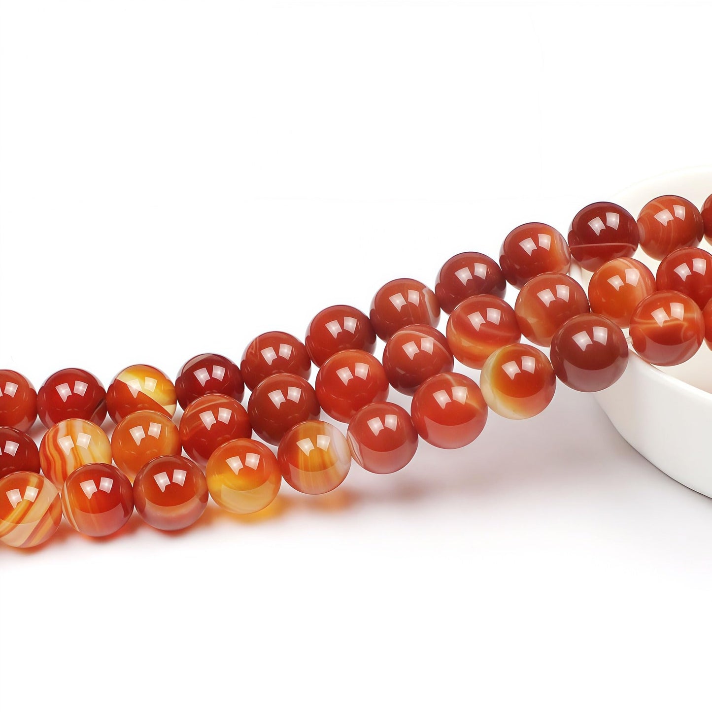 MJDCB Natural Red Striped Agate Beads Round Loose Beads for Jewelry Making DIY Bracelet Necklace (4mm)