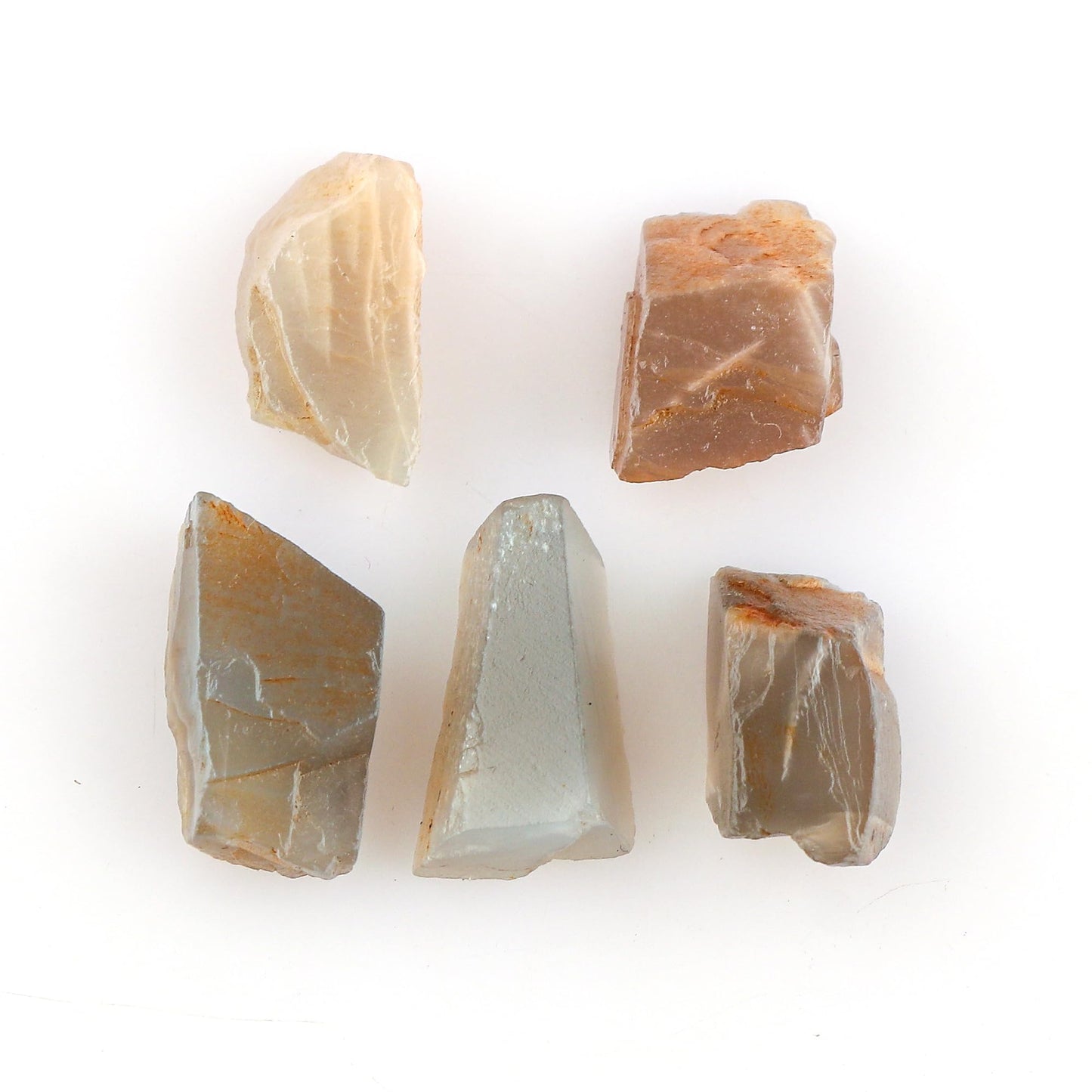 CRYSTALINES 5pcs, Wholesale Natural Raw Grey Moonstone Gemstone, Untreated Rough Crystals, Bulk Loose Stone Supplies, DIY Jewelry Making, Wire Wrapping, June Birthstone, Gem Collection