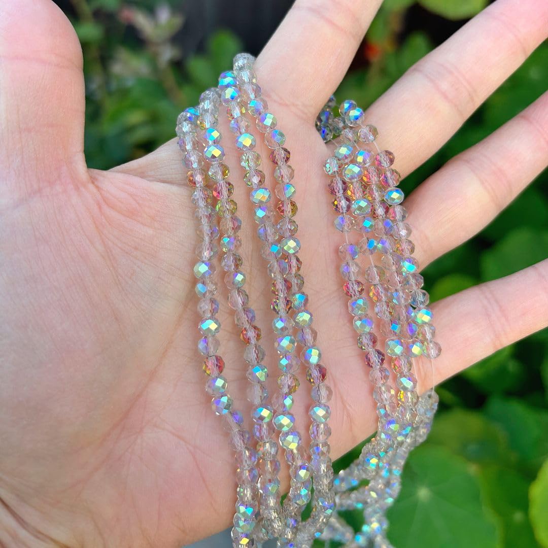 500pcs Czech Faceted Rondelle Crystal Glass Loose Beads 4mm Small Tiny Spacer Bulk Green Red Shimmer for DIY Craft Jewelry Making CCR437