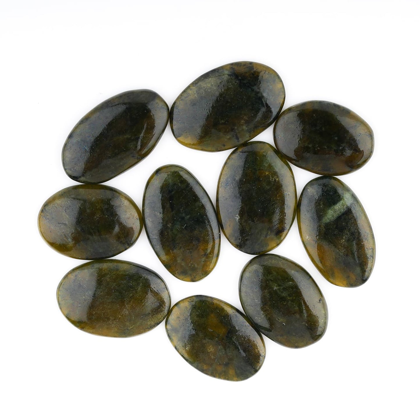 ColouredRocks (10pcs.) VESSONITE OVALS, Natural Cabochon Crystals, Loose Gemstone, Wholesale Polished Supply, Jewelry Making, DIY Craft, Gem Collection (18+ mm size)