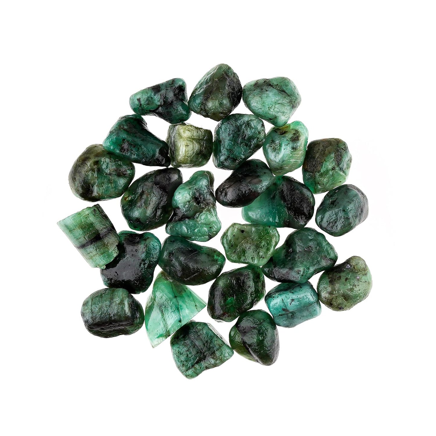 ColouredRocks 100 carats Green Emerald Tumbled Crystals, Raw Stones, Rough Gemstones, Jewelry Making Supply, Cabbing, Polishing, Cutting, DIY, Crafts (25+pcs) (5-8mm)