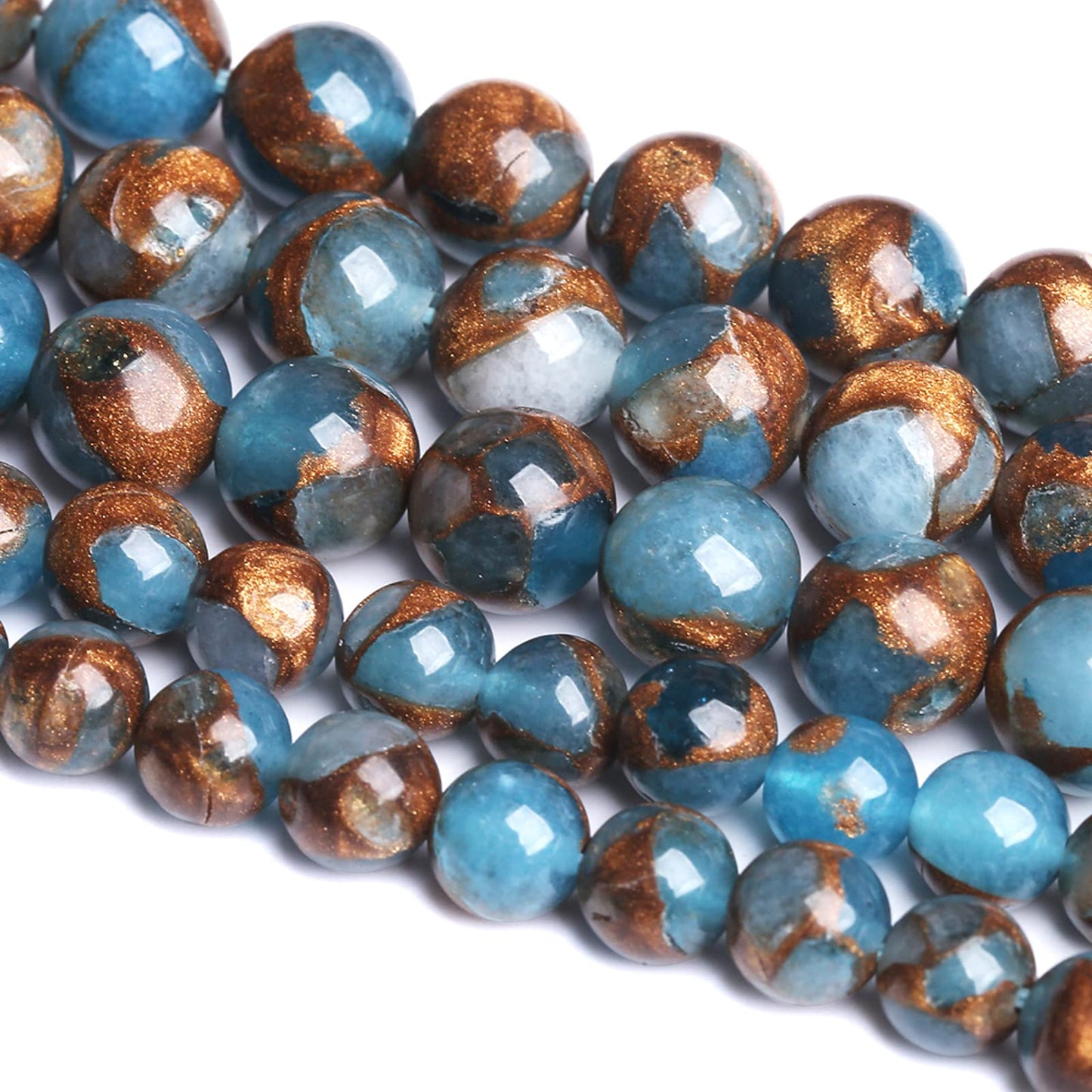 12MM 30PCS Lake Blue Cloisonne Craft Spacer Loose Beads for Jewelry Making DIY Bracelet