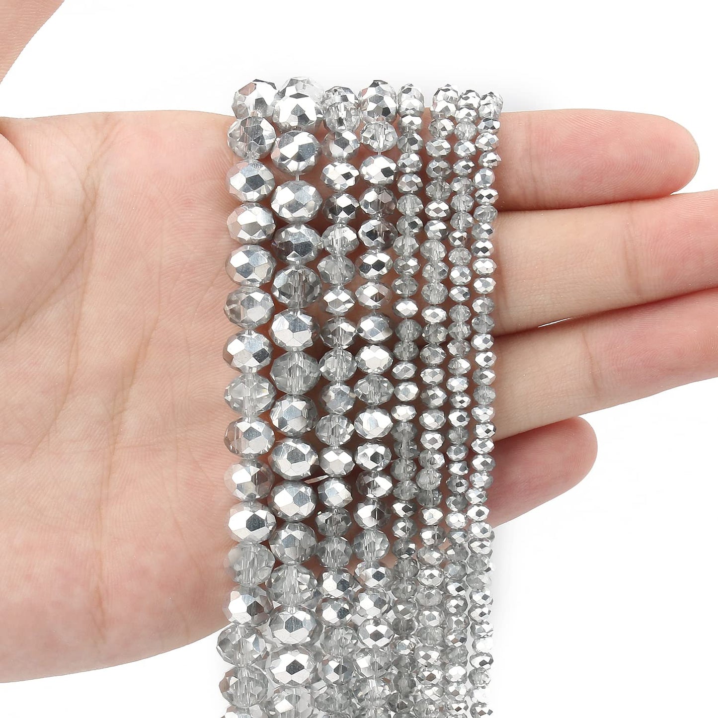 NITOPUPU 500pcs 6mm Crystal Glass Beads for Jewelry Making Faceted Rondelle Flat Beads for Bracelets Necklace Earrings DIY Crafts (AB Silver Half-Plated Crystal Bead)