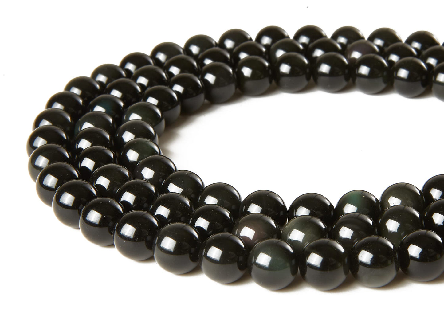 100pcs 10mm Black Obsidian Beads Natural Gemstone Beads Round Loose Beads for Jewelry Making
