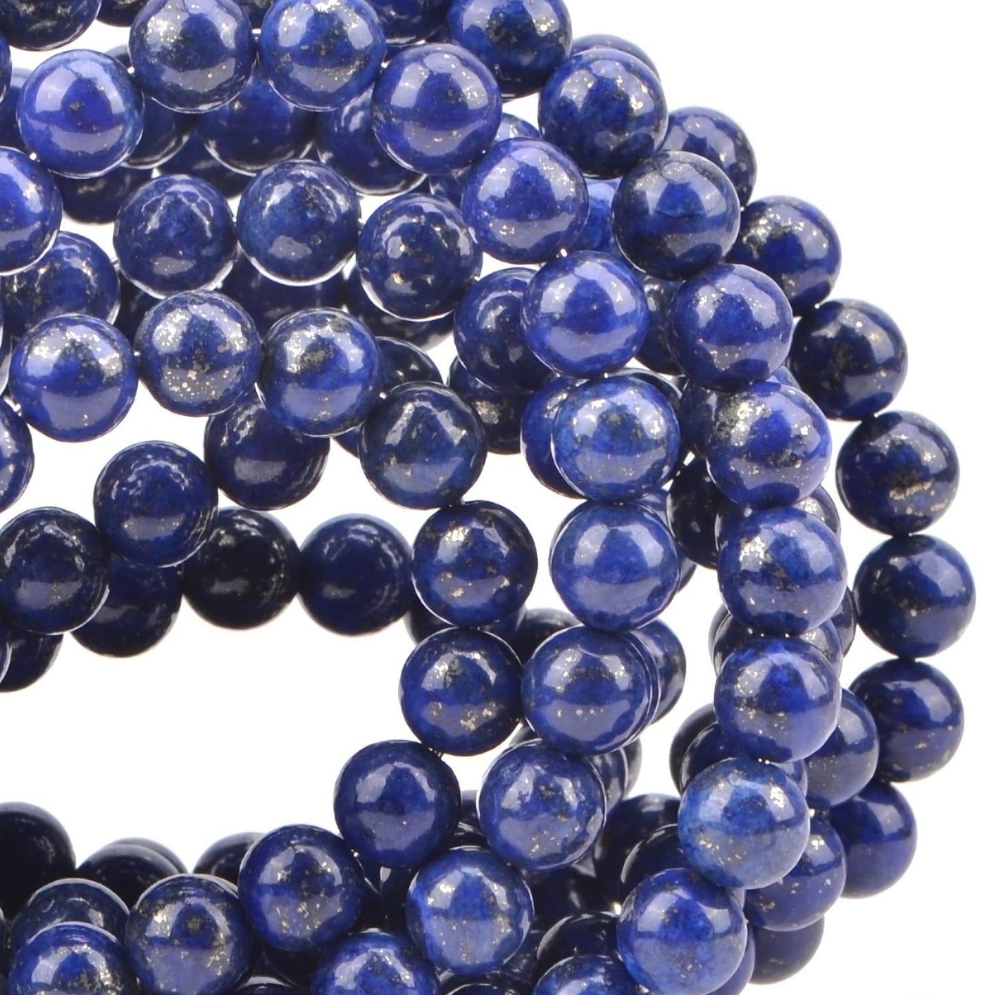 100Pcs Natural Crystal Beads Stone Gemstone Round Loose Energy Healing Beads with Free Crystal Stretch Cord for Jewelry Making (Lapis, 8MM)