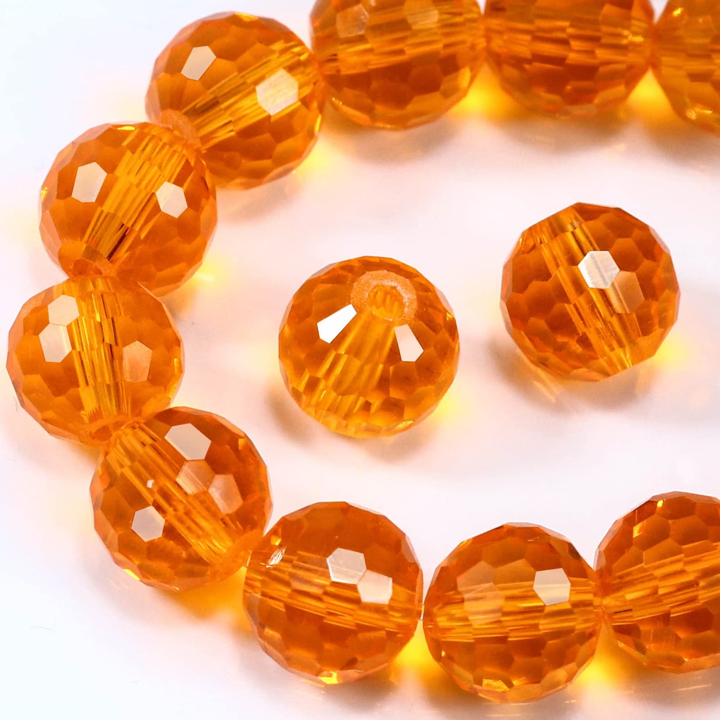 Dowarm 150PCS 6MM Round Orange Faceted Crystal Beads for Jewelry Making, Crafts Bracelet Wind Chimes Suncatcher, Rondelle Spacer Beads, Loose Gemstones