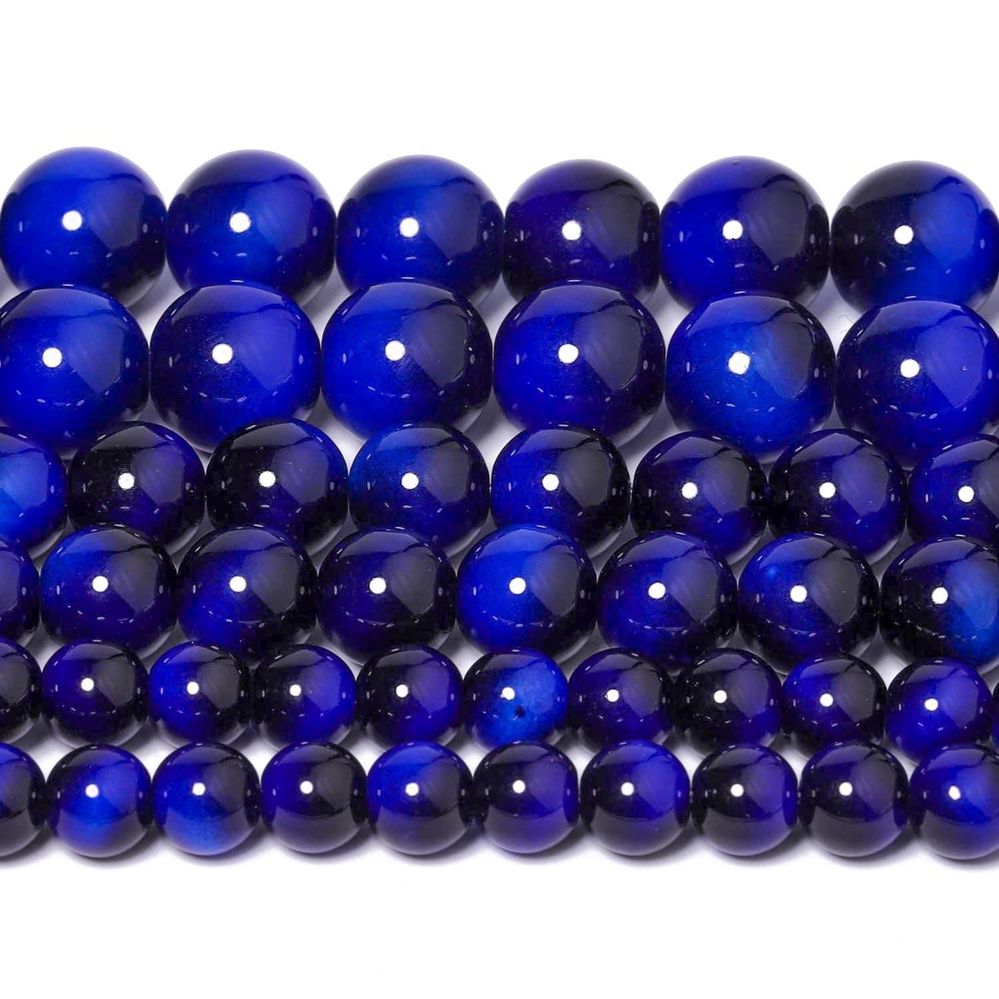 Song Xi 38PCS 10mm Royal Blue Tiger Eye Gemstone Beads for Jewelry Making, Round Smooth Glass Beads for DIY Bracelet Necklace Earring Keychain, Arts and Crafts, for Christmas Wedding Birthday