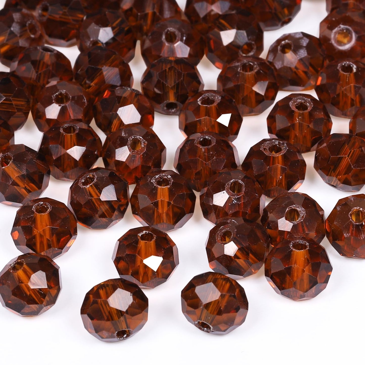 NITOPUPU 500pcs 6mm Crystal Glass Beads for Jewelry Making Faceted Rondelle Flat Beads for Bracelets Necklace Earrings DIY Crafts (Dark Amber Jade Crystal Bead)