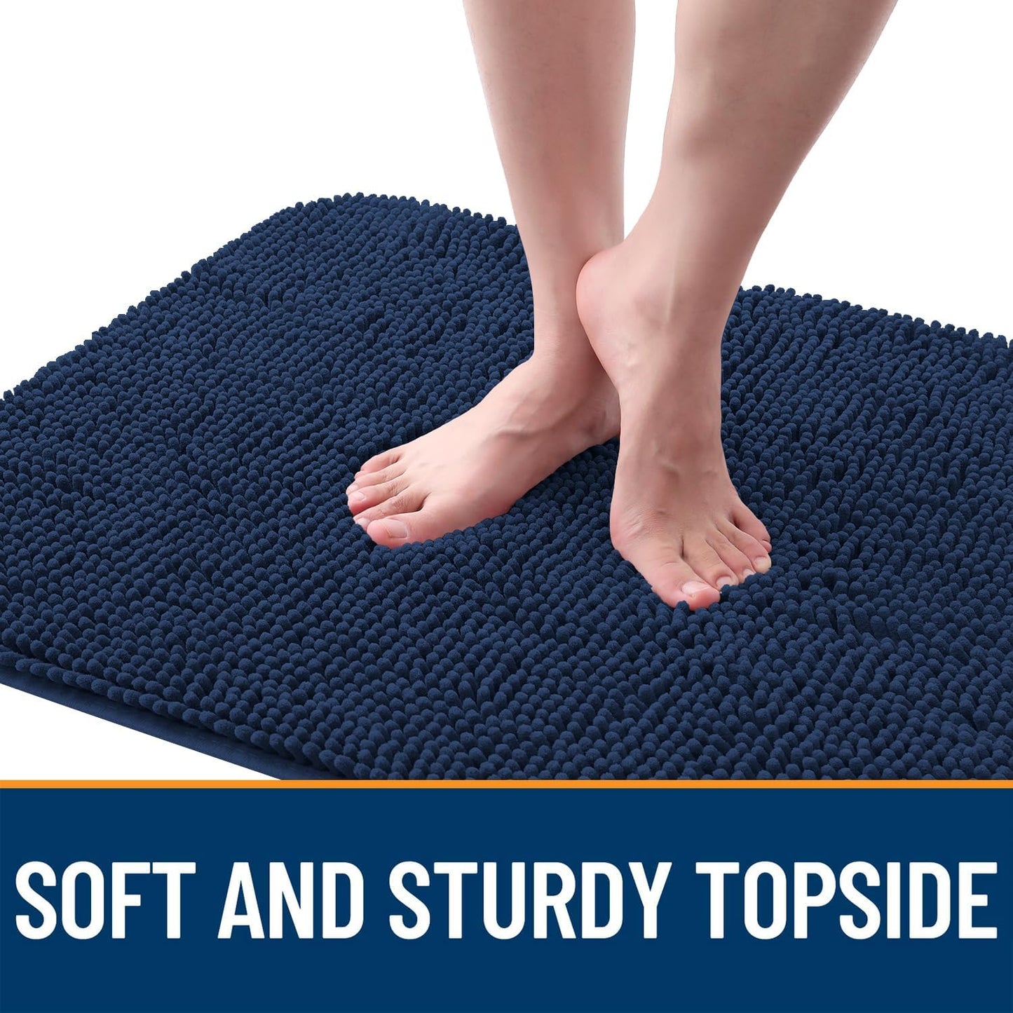 OLANLY Dog Door Mat - Absorbent Non-Slip Chenille Mat for Muddy Paws | Quick Dry 59x35, Dark Blue