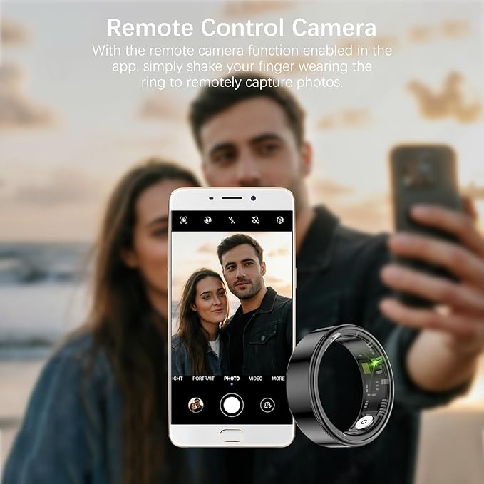 Smart Health Rings for Women Men, Fitness Tracker with Heart Rate, Blood Oxygen, HRV, Sleep Tracker, Step Tracker, No Subscription Fee, IP68 Waterproof Smart Ring for iphone & Android (Black 6#)