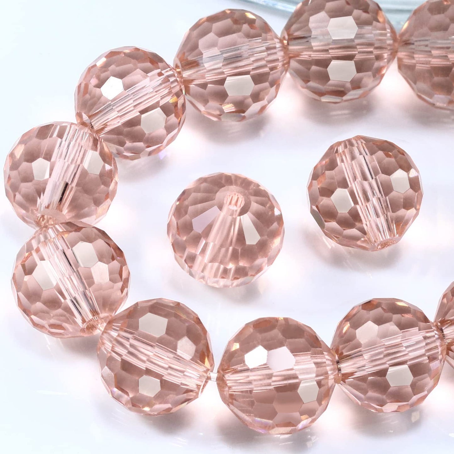 Dowarm 150PCS 6MM Round Crystal Glass Beads for Jewelry Making, Vintage Rose Faceted Rondelle Spacer Beads for Crafts, Bracelet, Wind Chimes, Suncatcher - #5003 Crystal Loose Gemstones