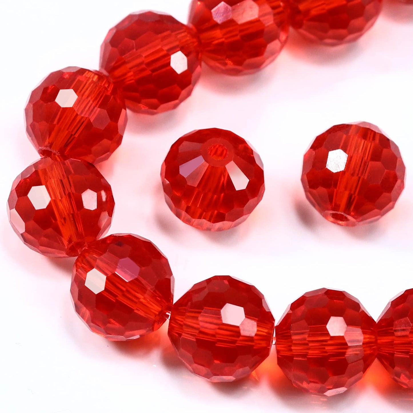 Dowarm 150PCS 6MM Round Faceted Red/Siam Crystal Beads for Jewelry Making, Crafts Bracelet Wind Chimes Suncatcher, Rondelle Spacer Beads, Loose Gemstones