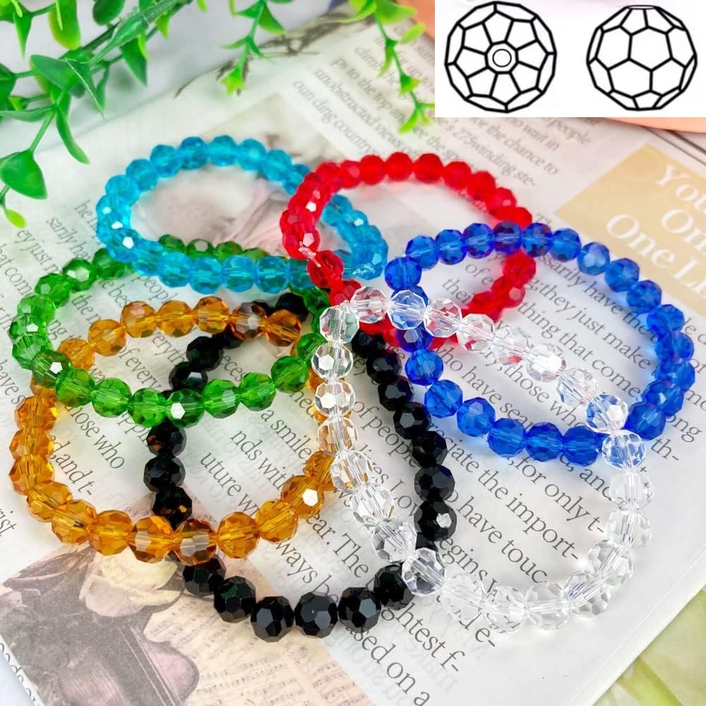 Xinhongo Crystal Glass Beads 50 Pieces 10mm Round Faceted Glass Spacer Beads for Jewelry Making Bracelet Earring Necklace DIY Craft Supplies(Red)