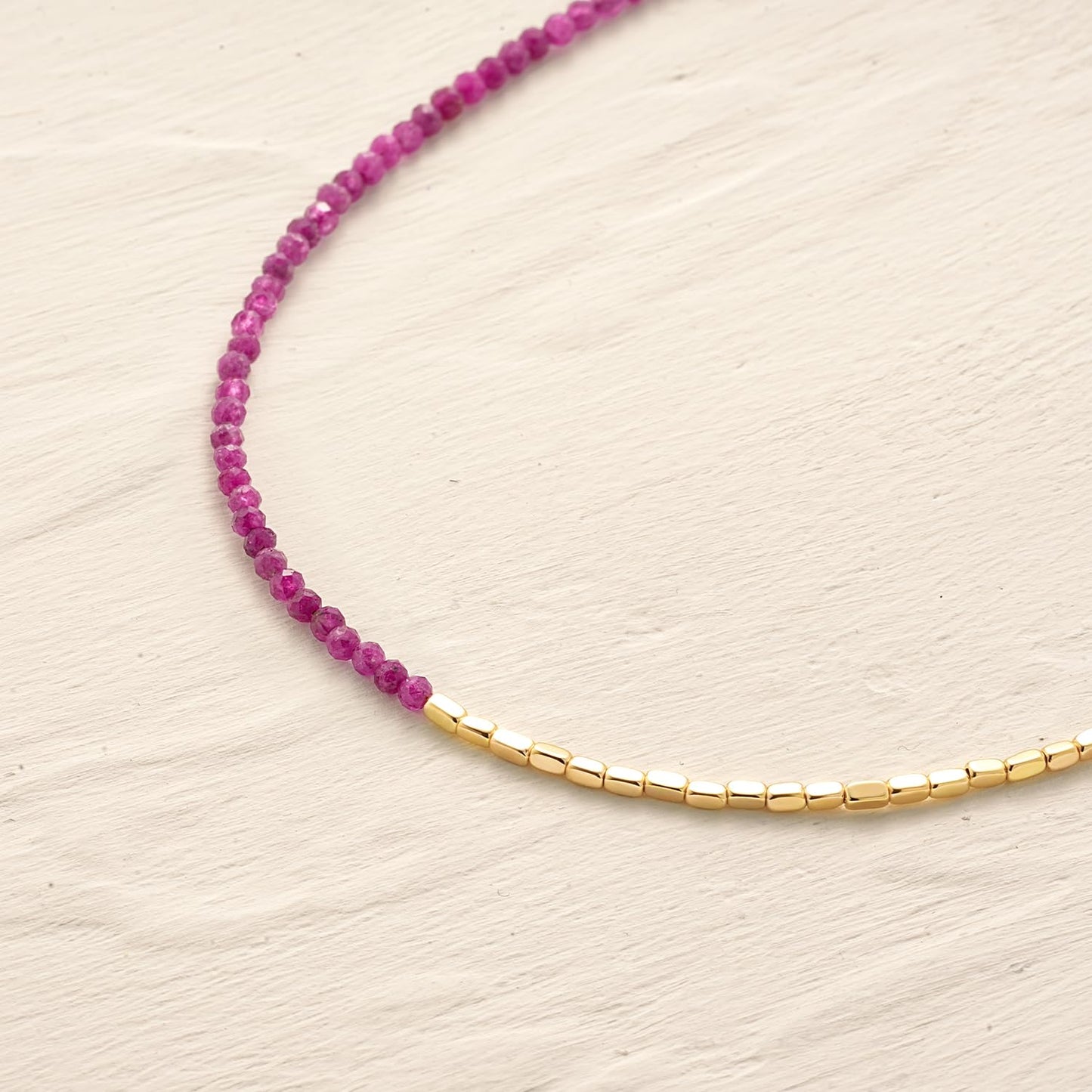 MYEARS Women Beaded Bracelet Gold Gemstone Ruby 14K Simple Dainty Handmade Chain Everyday Boho Beach Jewelry