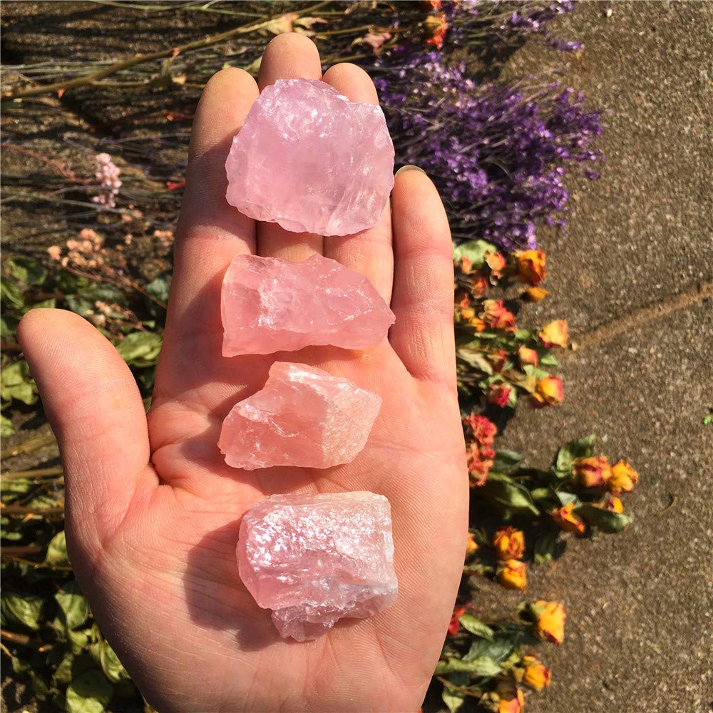 Simurg Raw Rose Quartz Stone 1lb Rose Quartz Rough Crystal ‌Aroma Stone - Rose Quartz Rocks for Cabbing, Tumbling, Cutting, Lapidary, Polishing, Reiki Crystal Healing