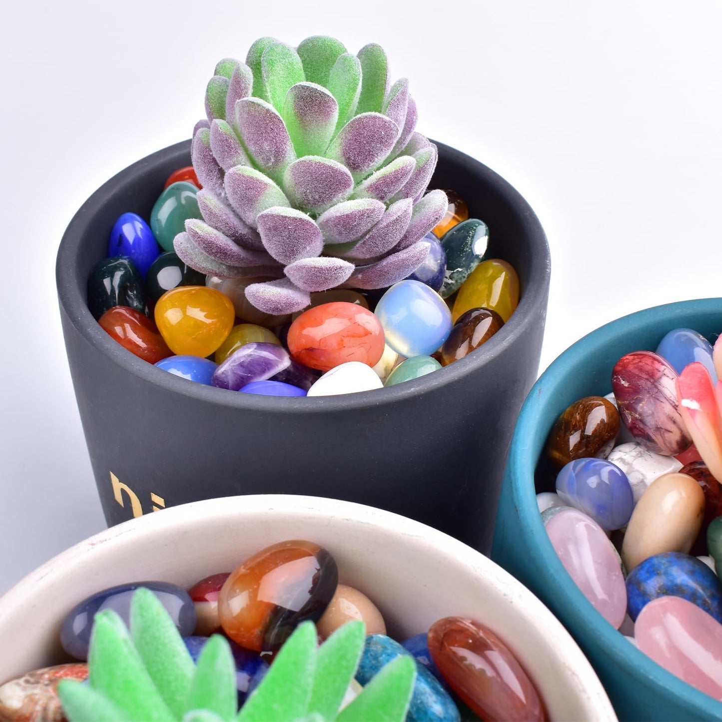 SigMntun Polished Stone Set Ocean Jasper Crystals, 0.8" Handpicked Tumbled Gemstones Rocks, Pebbles for Reiki, Chakra, Healing, Home Decor