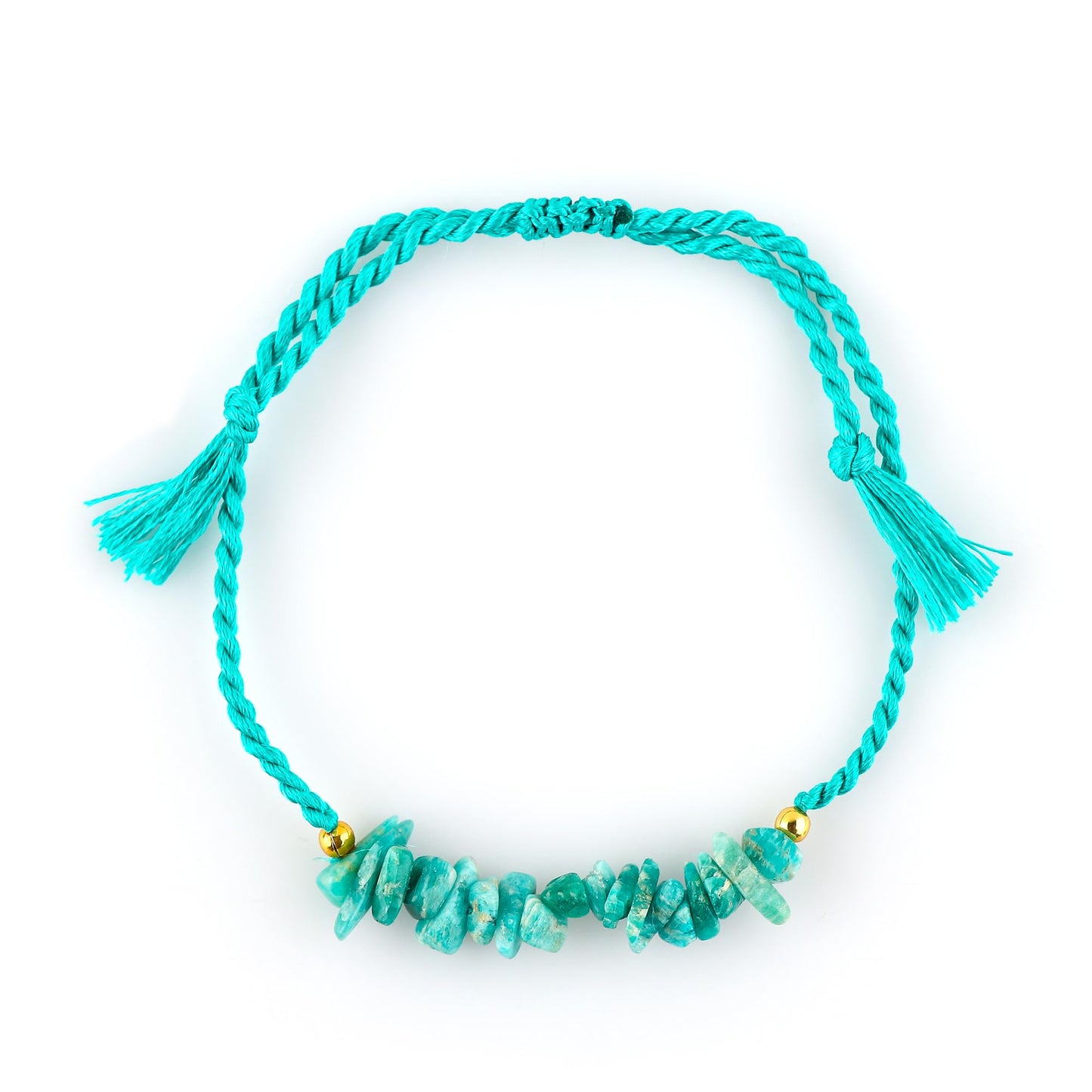 TGH Natural Amazonite Chips Braided Bracelet Healing Birthday Resizable Hand Braid Rope Thread Protection Bracelet for Men Women Gemstone Jewelry 7 inch Christmas Gift (Amazonite)