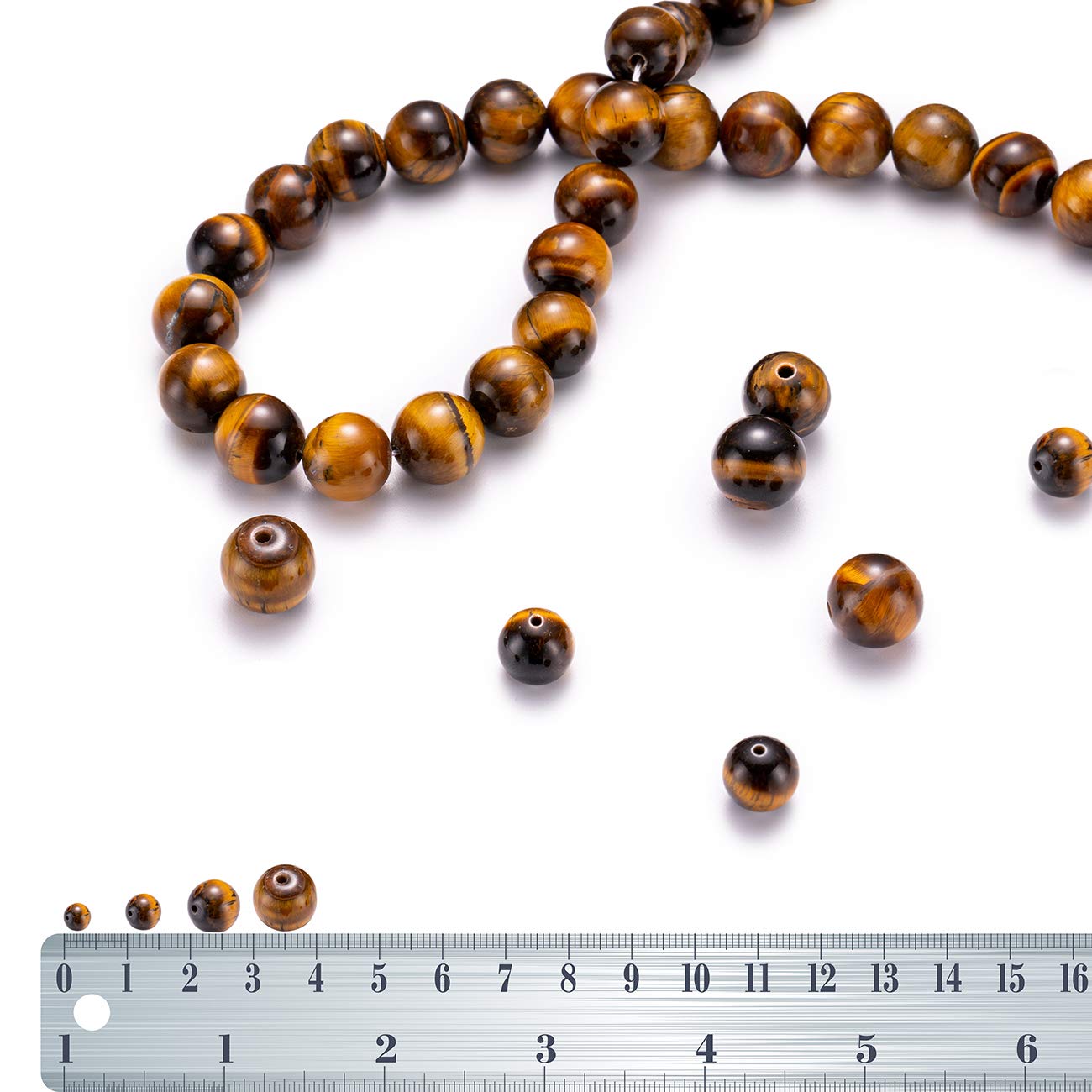 BEADIA Natural Yellow Tiger Eye Stone Round Loose Semi Gemstone Beads for Jewelry Making 6MM 61PCS