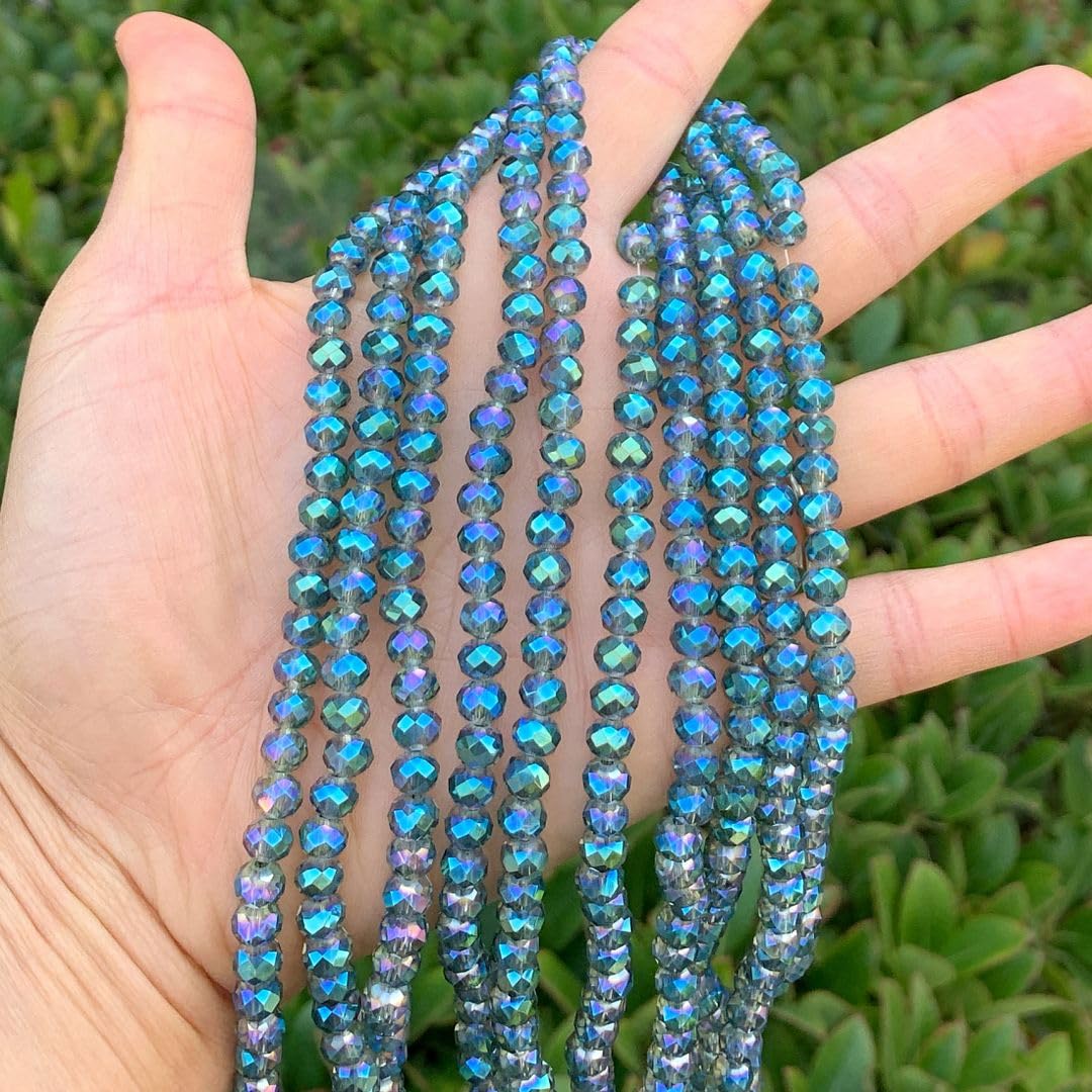 1000pcs Czech Faceted Rondelle Crystal Glass Loose Beads 6mm Spacer Bulk Green Peridot Shimmer for DIY Craft Jewelry Making CCR636