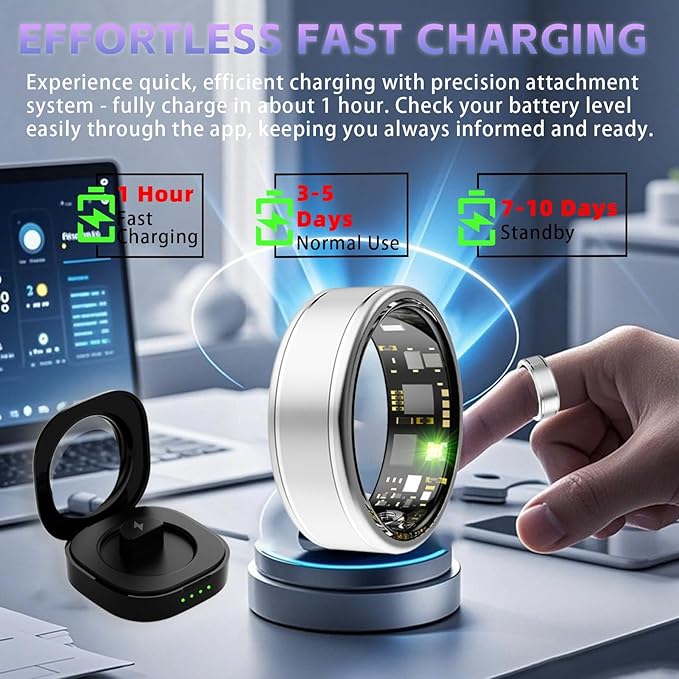 Smart Ring for Women ??Fitness Tracker Ring with Heart Rate, SpO2, Blood Pressure, Sleep Monitoring, Step & Calorie Counter, No Subscription Fee, iOS & Android Compatible (Silver, 14)