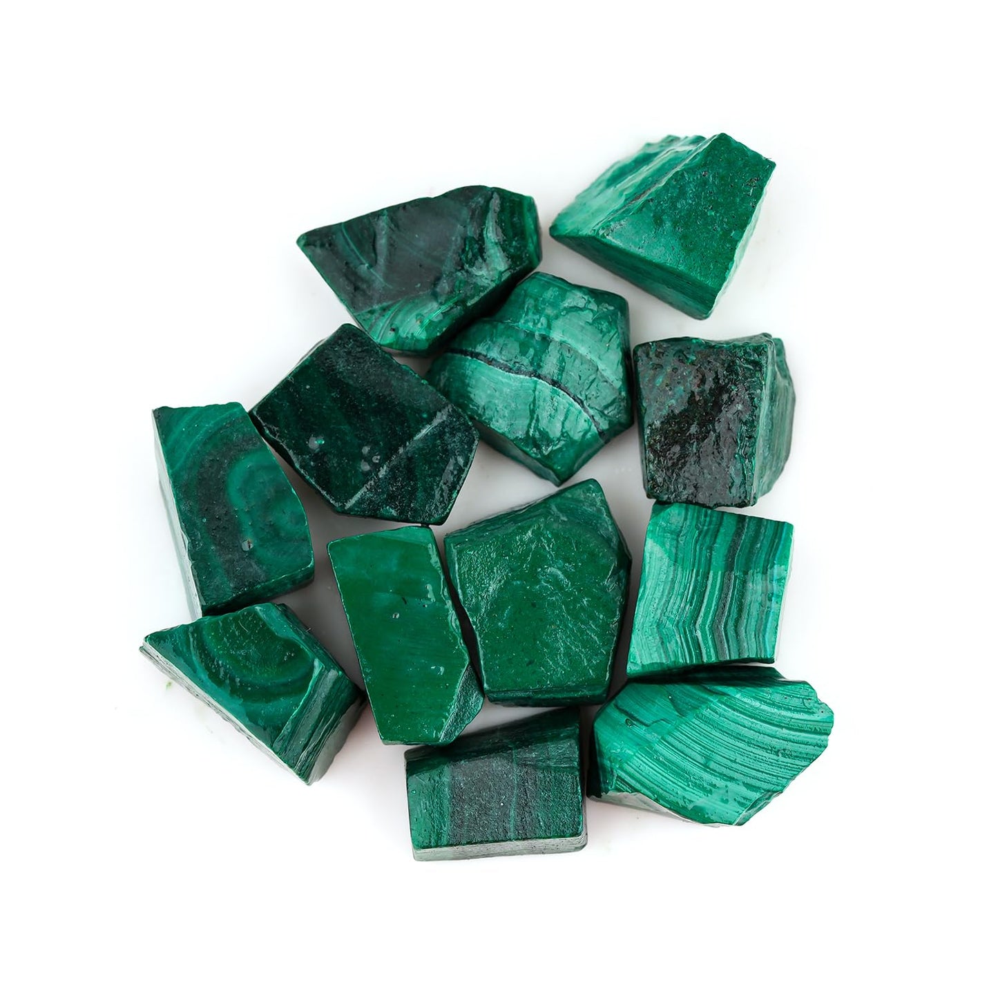 ColouredRocks 100 carats Green Malachite Crystals, Raw Stones, Rough Gemstones, Jewelry Making Supply, Cabbing, Polishing, Cutting, DIY, Crafts (10-12pcs) (8-12mm)