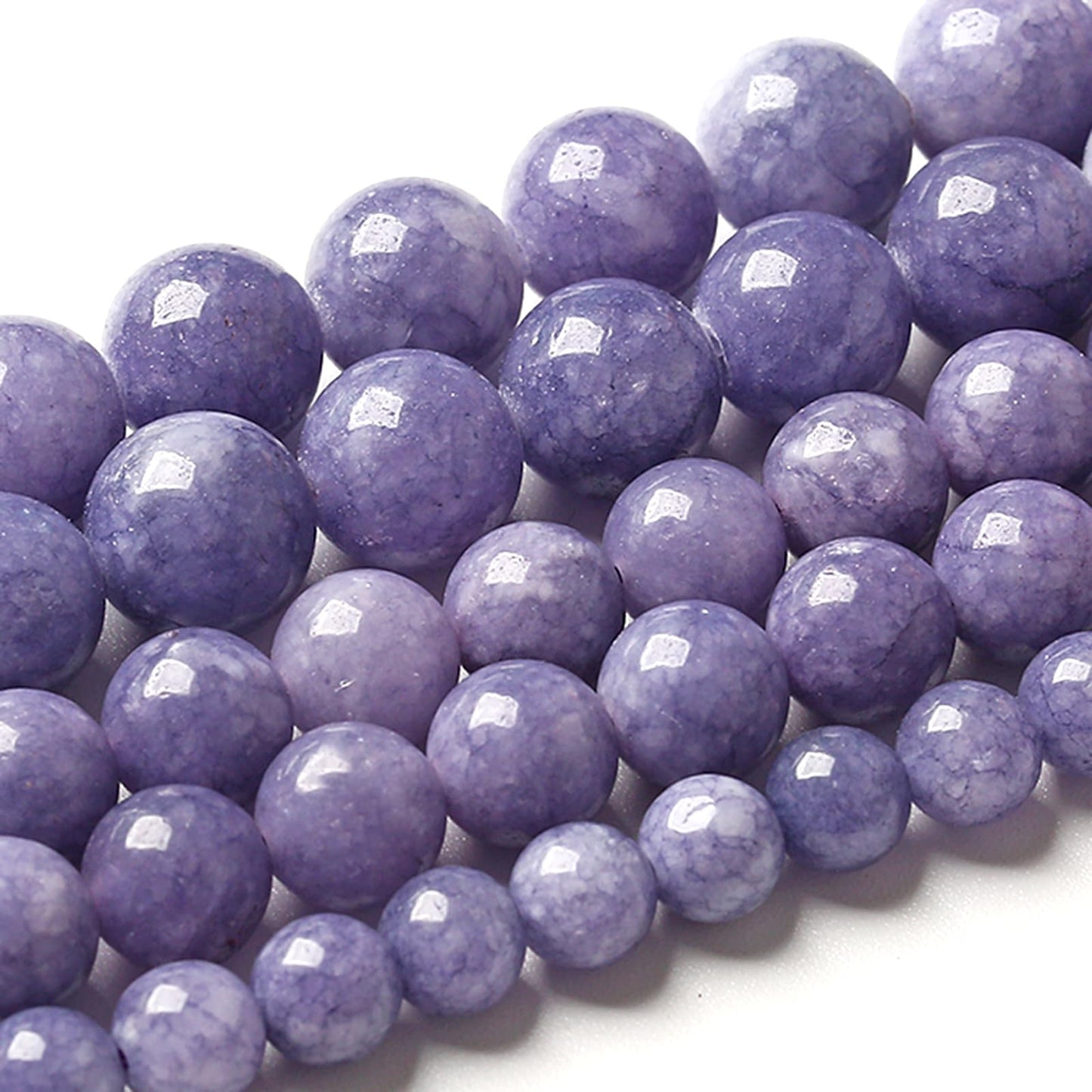 8MM Lavender Purple Chalcedony Natural Stone Round Loose Beads for Jewelry Making and Crafting 90pcs 2 Strands 32"