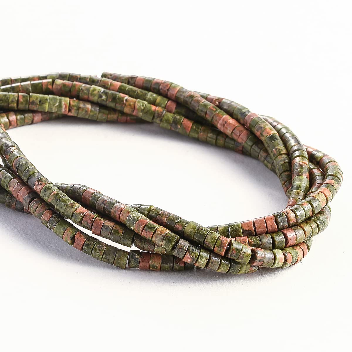 Natural Unakite Stone Spacer Beads 4x2mm 38cm/str Flat Round Loose Semi Gemstone Caps for Making Bracelets Necklace
