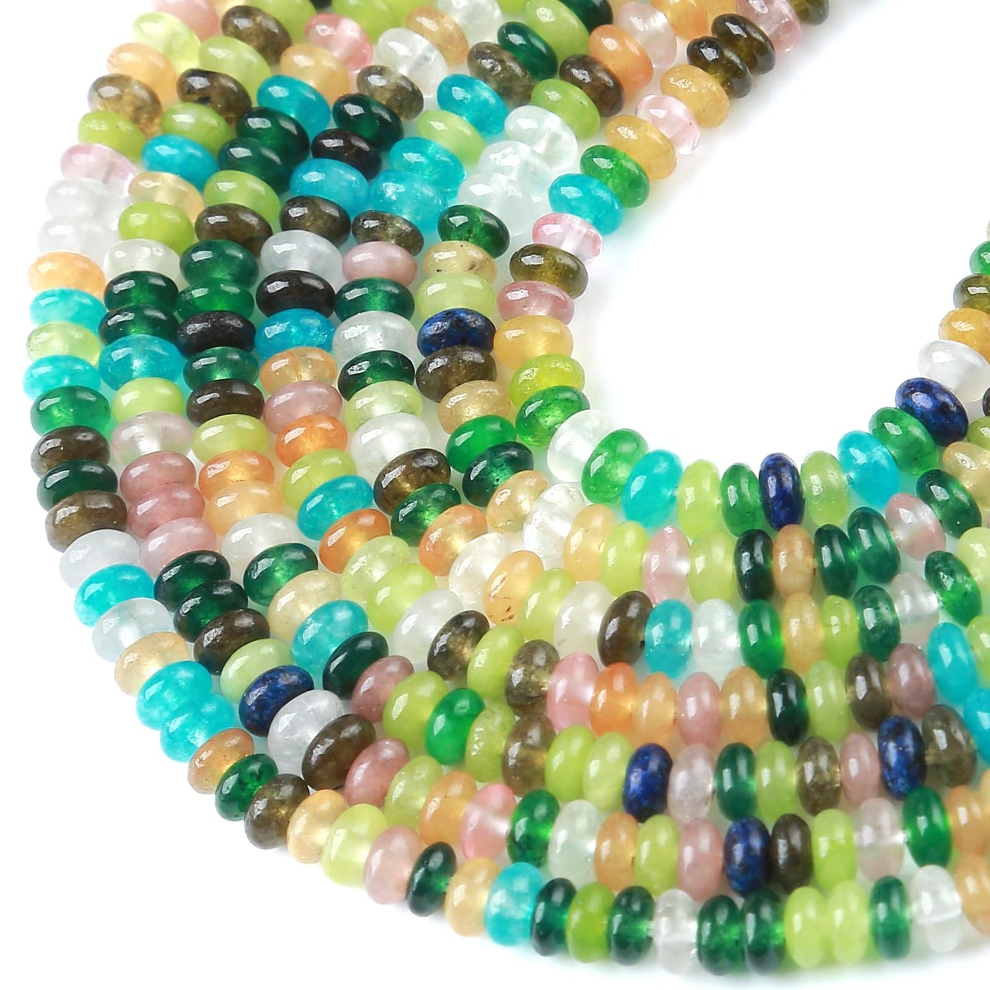 2x4MM 150PCS Colorful Cryatsl Jade Stone Tube Rondelle Abacus Disk Spacer Loose Beads for Jewelry Making