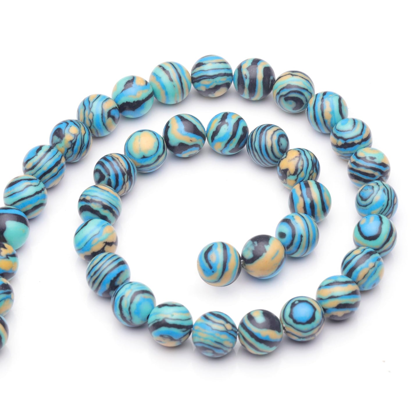 Youngbling Natural Gemstone Beads for Jewelry Making,8mm Blue Malachite Polished Round Smooth Stone Beads for Bracelet Necklace 15 Inch(Blue Malachite,8mm)