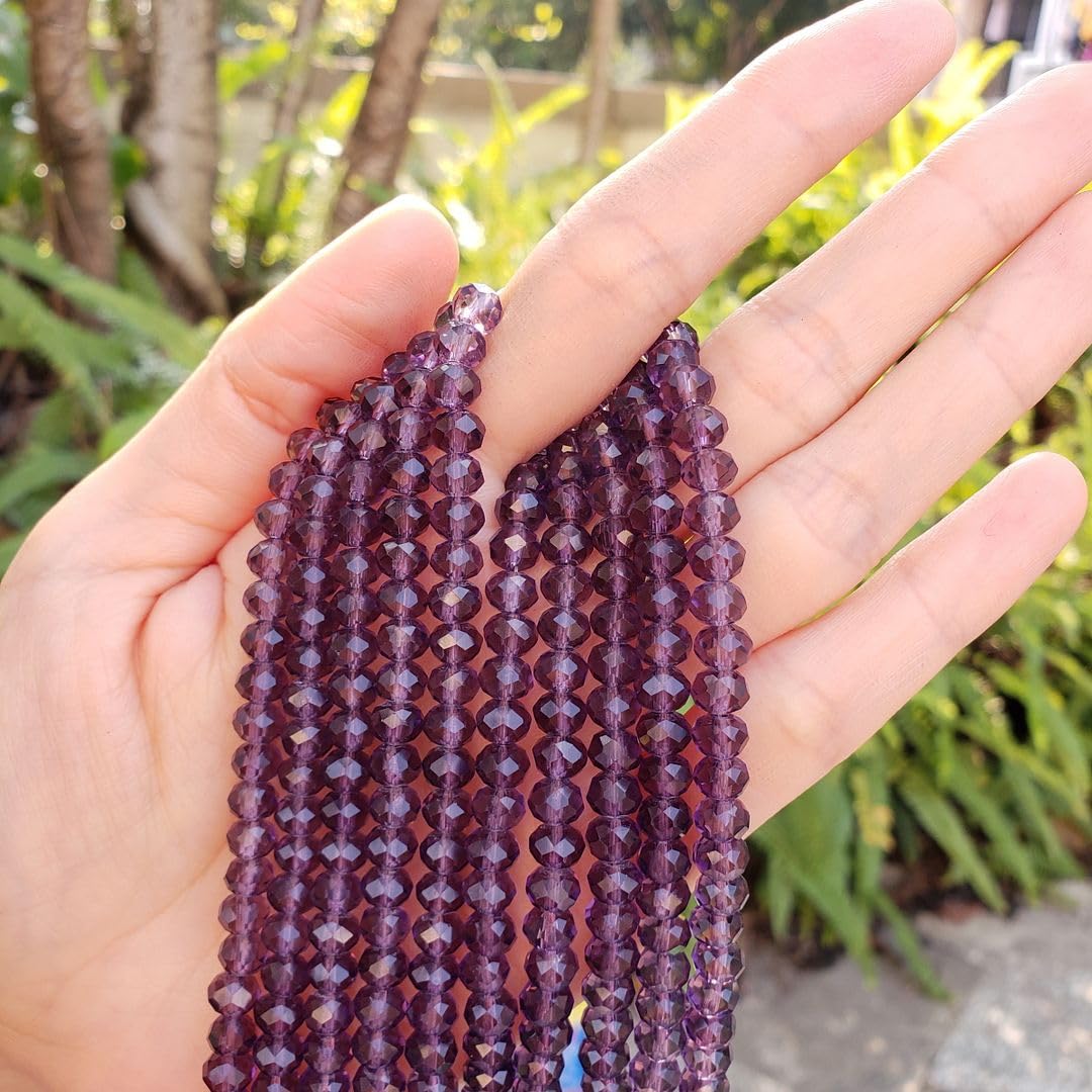 1000pcs Czech Faceted Rondelle Crystal Glass Loose Beads 6mm Spacer Bulk Amethyst Purple for DIY Craft Jewelry Making CCR627