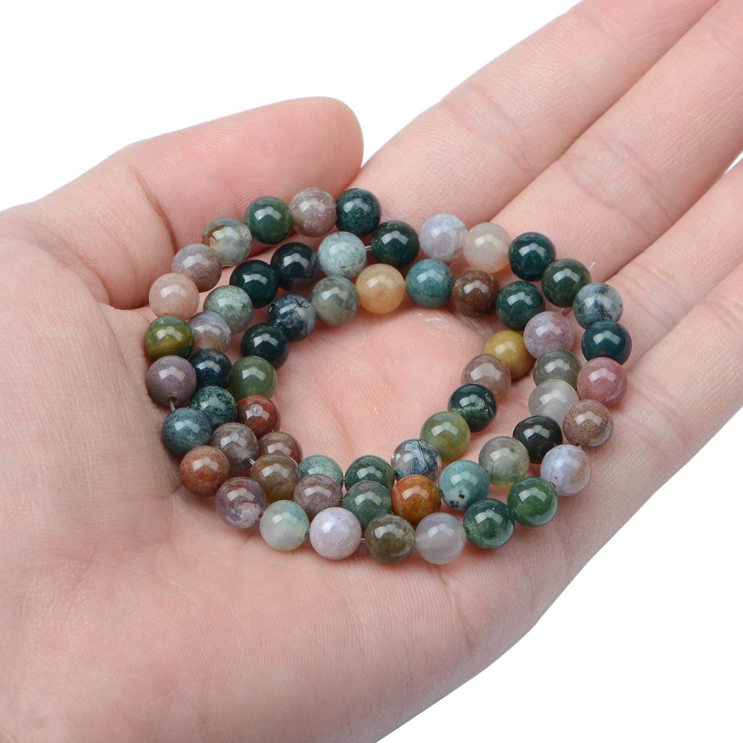 AD Beads Natural Gemstone Round Loose Beads 15" for Bracelet Necklace Earrings Jwelery Making Crafts DIY (4mm, Indian Agate)
