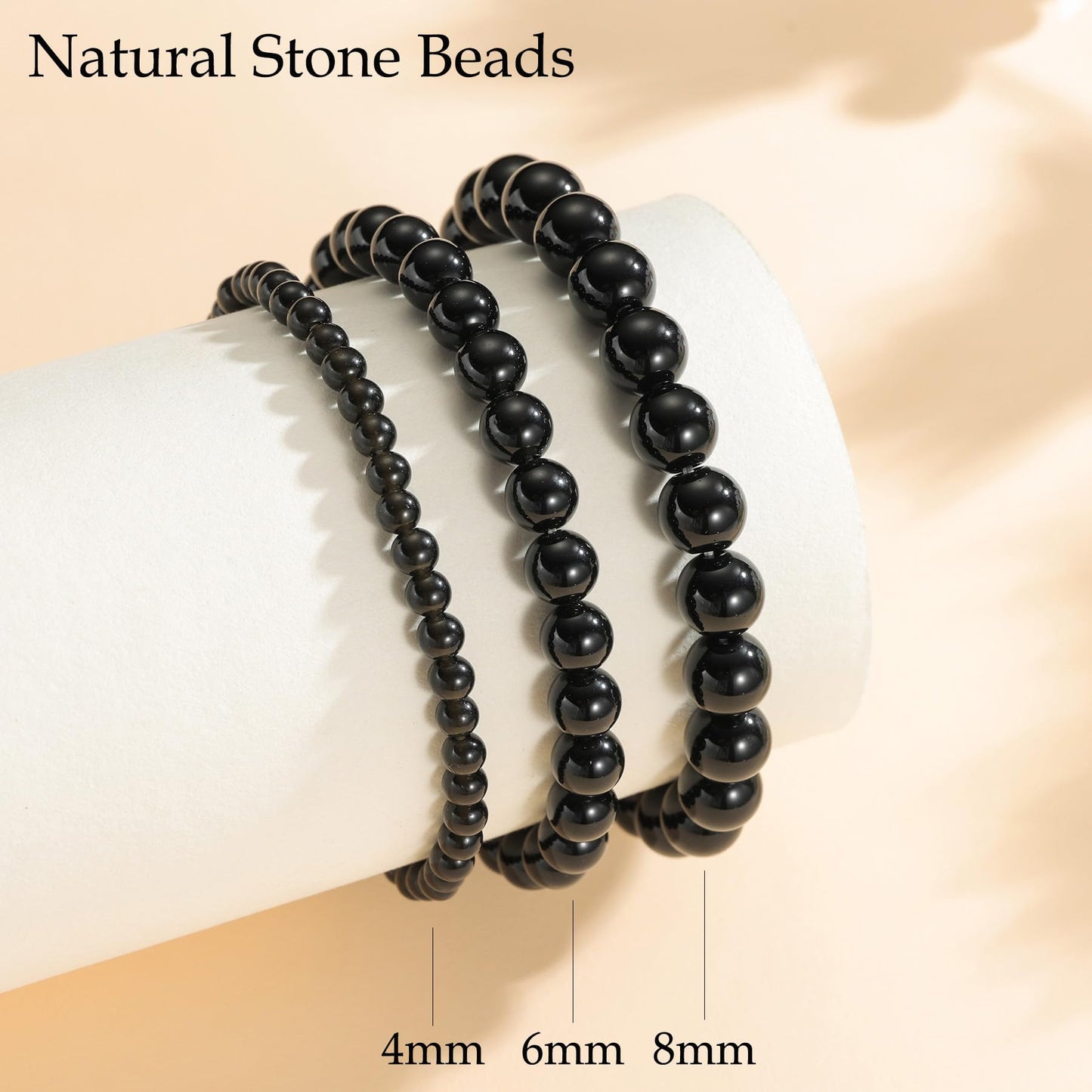 Udolfly Womens Crystal Beaded Bracelets for Women Men Protective Energy Bracelet Natural Gemstone Bead Bracelet 6mm Obsidian