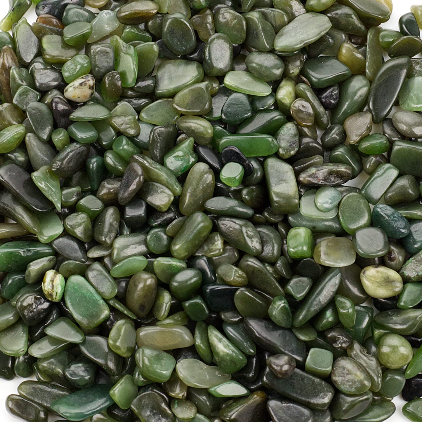 Cherry Tree Collection 1/2 Pound Polished Tumbled Gemstone Chips, Pebbles, Crystal Chips Bulk for Jewelry Making, Healing, Plants, Succulents, Aquariums, Decoration, Chakra (Nephrite Jade)