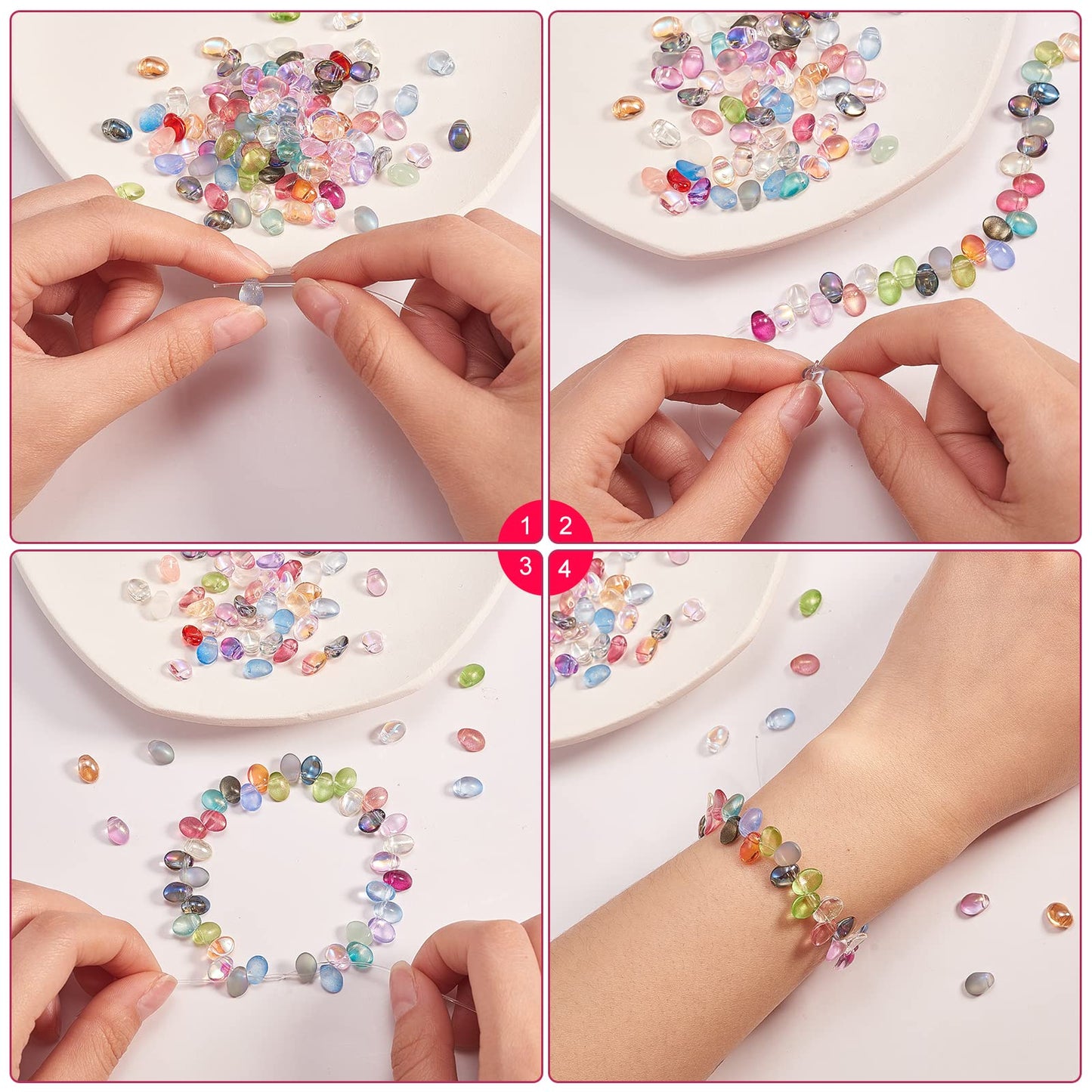 UR URLIFEHALL 100 Pcs Mixed Color Transparent Spray Painted Glass Oval Charms for Earring Bracelet Necklace Jewelry DIY Craft Making