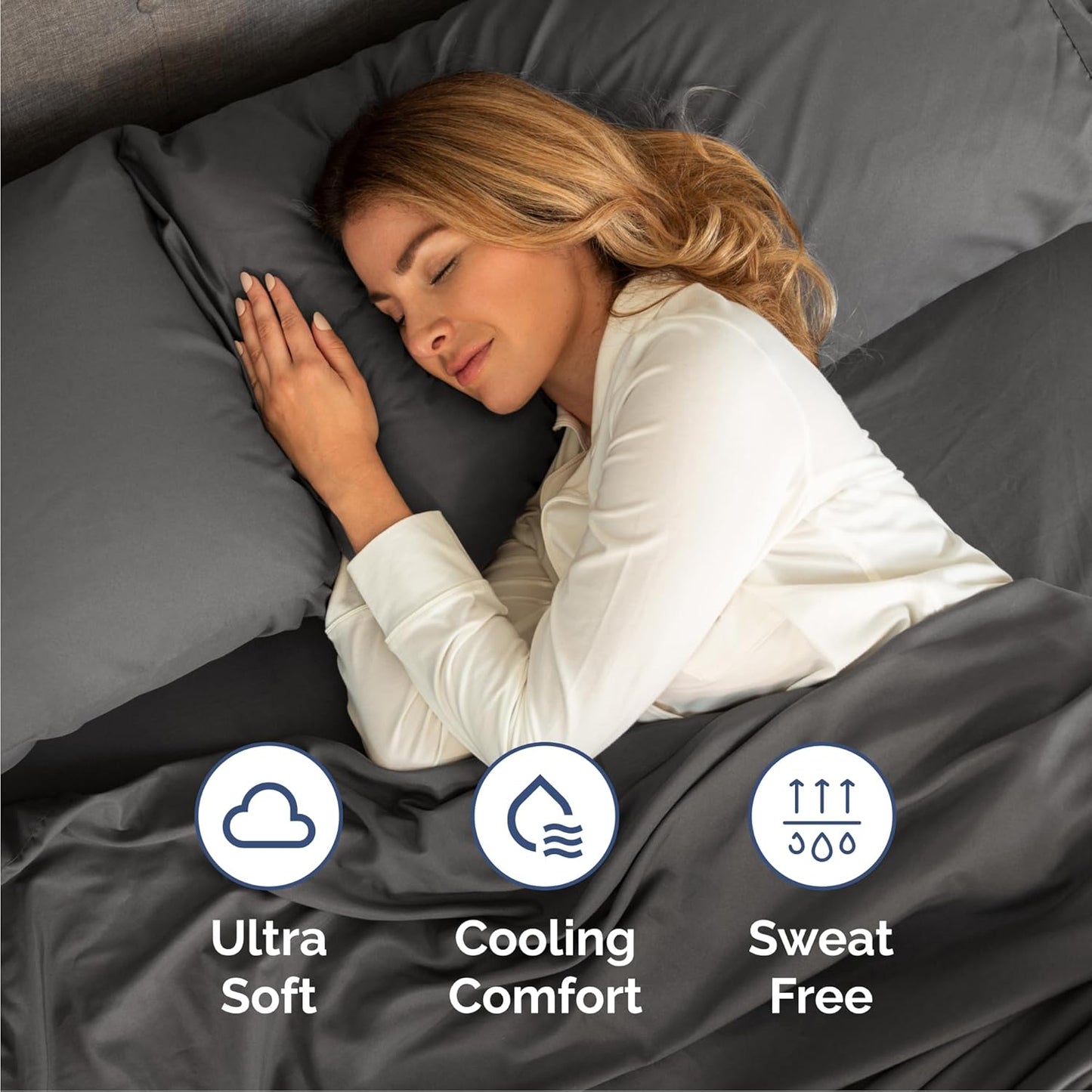Cal King Size Sheet Set by Oeko-Tex | Comfy, Breathable & Cooling Luxury Bedding - Charcoal