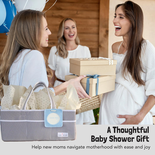 Lily Miles Baby Diaper Caddy Organizer - Large Tote Bag for Newborn essentials Boy or Girl - Baby Shower Basket - Nursery Must Haves - Registry Favorites - Newborn Caddie Car Organizer