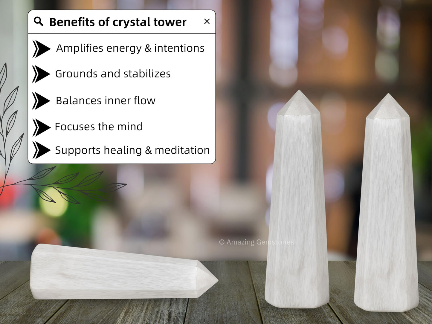 Amazing Gemstone Scolecite Crystal Towers - Natural Healing Crystal Point Obelisk for Reiki Healing and Crystal Grid (2" to 3" INCH)