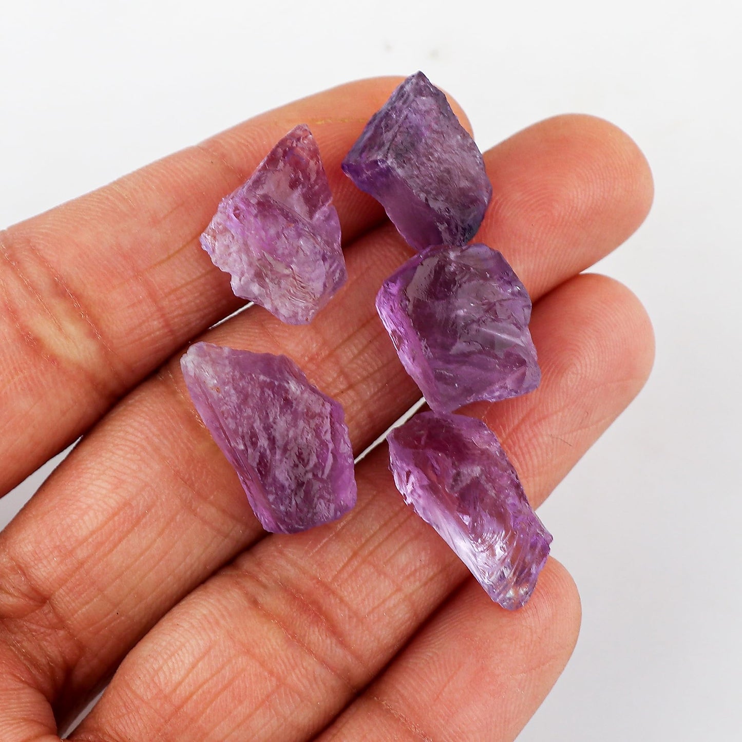 CRYSTALINES 5pcs Wholesale Natural Raw Amethyst Gemstone, Untreated Rough Stone, Bulk Assorted Loose Supplies, DIY Crafts-Jewelry Making, Healing Crystals, February Birthstone, Gem Collection