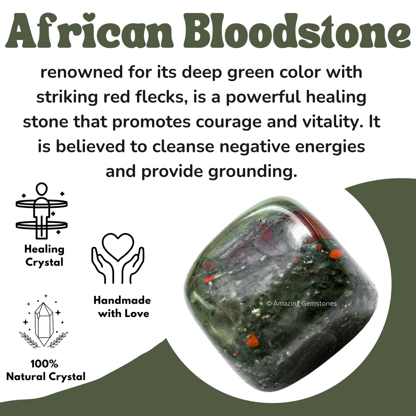 Amazing Gemstone African Bloodstone Crystals and Healing Stones Tumbled - 1 oz African Bloodstone Stone, Healing Stones for Energy Balance, Premium Polished Gems Rocks for Meditation and Wellness