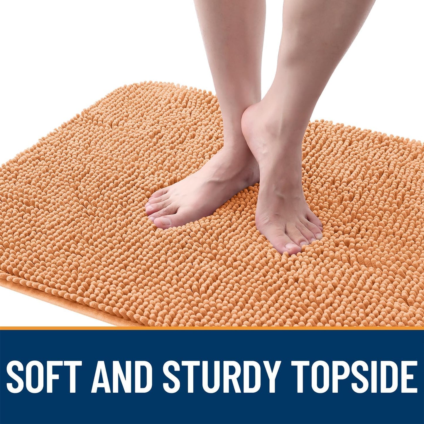 OLANLY Dog Door Mat - Absorbent Non-Slip Chenille for Muddy Paws | Quick Dry 32x20 Orange Indoor Carpet