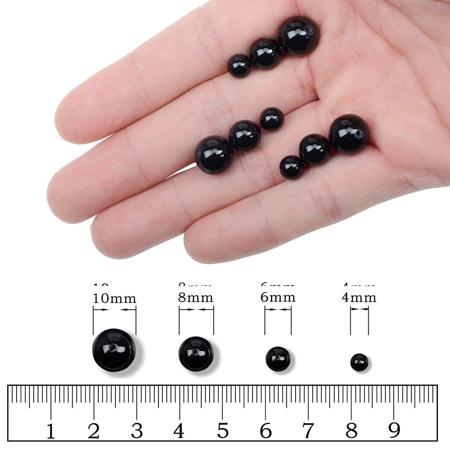AD Beads Natural Gemstone Round Loose Beads 15" for Bracelet Necklace Earrings Jwelery Making Crafts DIY (8mm, Black Onyx)