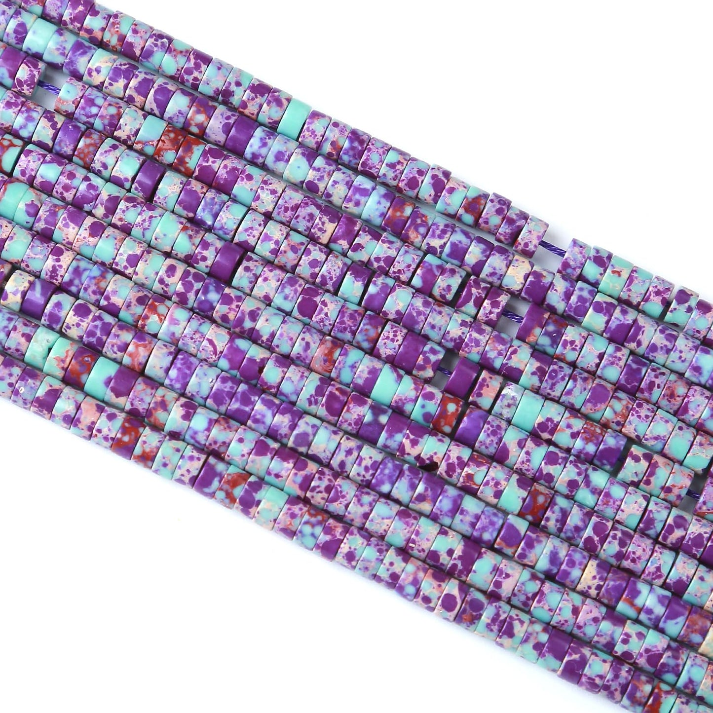 2x4MM 150PCS Galaxy Sea Sediment Impression Jade Tube Cylinder Rondelle Abacus Disk Spacer Loose Beads for Jewelry Making