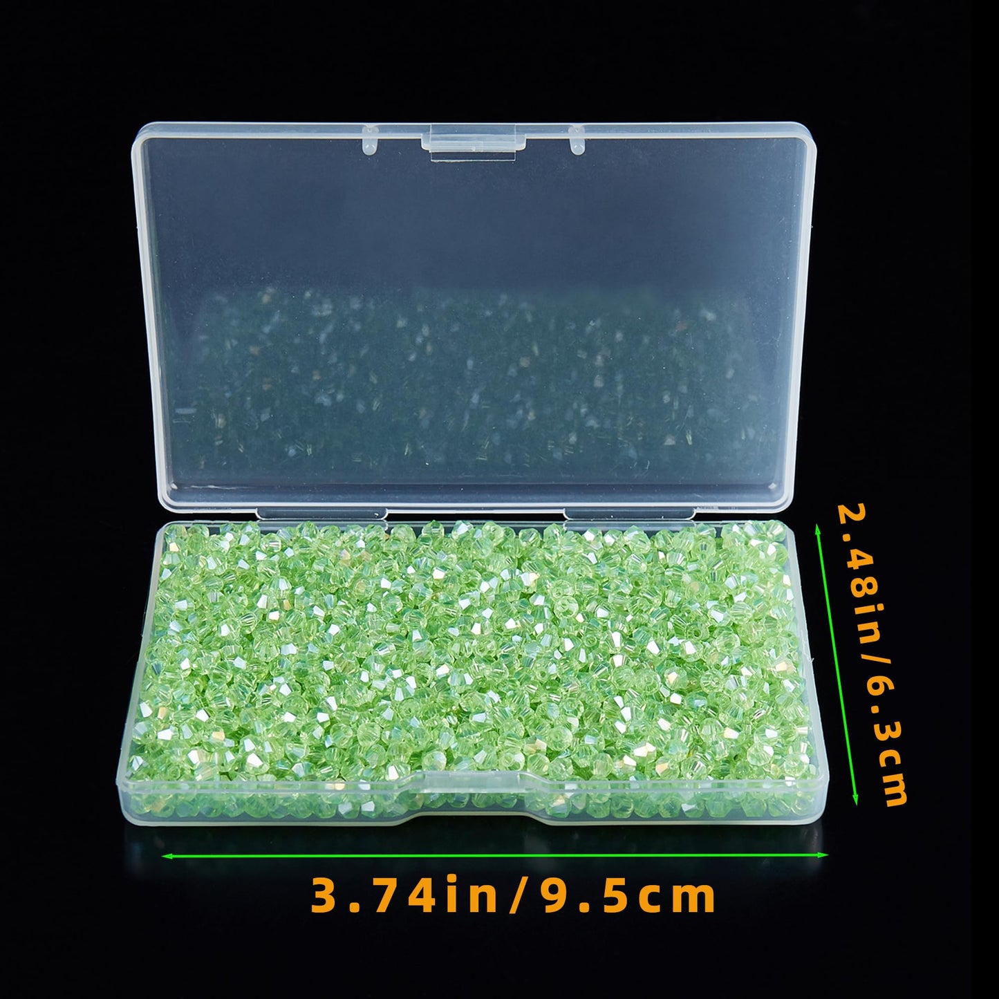 Laopottbeads 1200PCS 3mm Bicone Crystal Glass Beads for Jewelry Making, Sparkling Mini Beads for Suncatchers, DIY Bracelets & Craft Projects (Green)