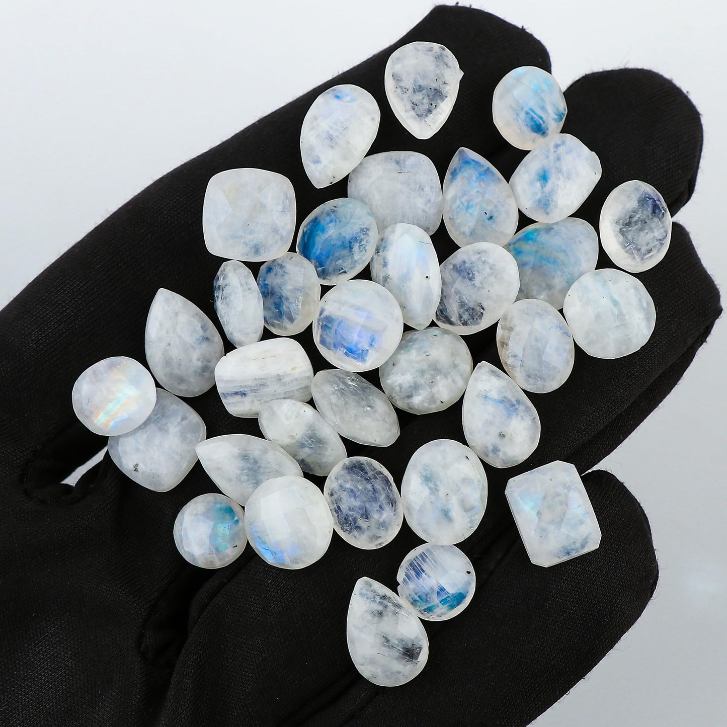 GEMKORA Natural Moonstone Briolette Cut Gemstones Cabochons for Jewelry Making, Mix-Shape | 12-14pcs | 8-12mm